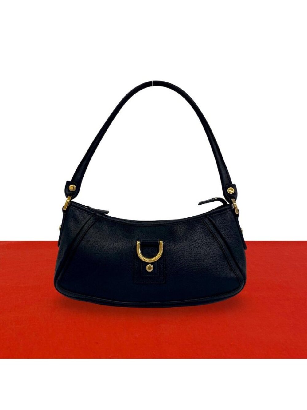 Gucci Abbey Log Leather Mini Shoulder Bag Pouch Black